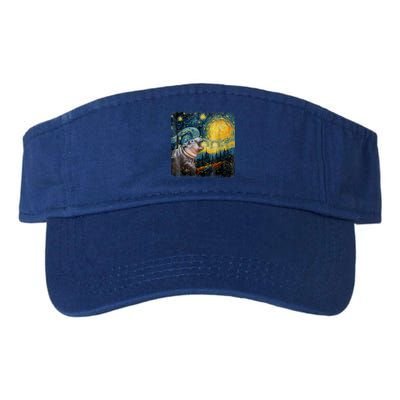 Moodeng Starry Night Van Gogh Funny Moodeng Meme Valucap Bio-Washed Visor