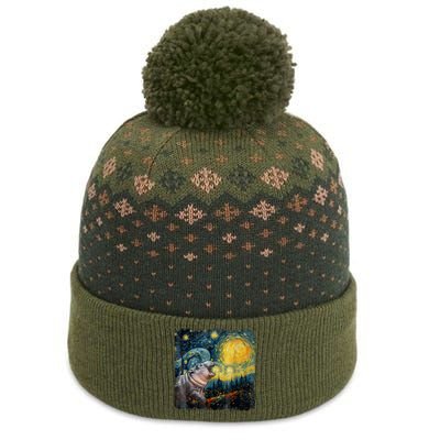 Moodeng Starry Night Van Gogh Funny Moodeng Meme The Baniff Cuffed Pom Beanie