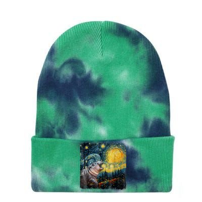 Moodeng Starry Night Van Gogh Funny Moodeng Meme Tie Dye 12in Knit Beanie