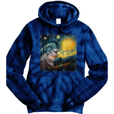 Moodeng Starry Night Van Gogh Funny Moodeng Meme Tie Dye Hoodie