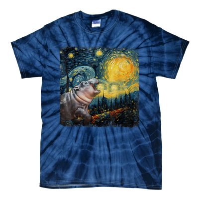 Moodeng Starry Night Van Gogh Funny Moodeng Meme Tie-Dye T-Shirt