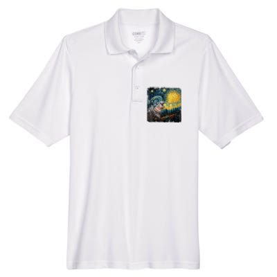 Moodeng Starry Night Van Gogh Funny Moodeng Meme Men's Origin Performance Pique Polo