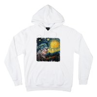 Moodeng Starry Night Van Gogh Funny Moodeng Meme Hoodie