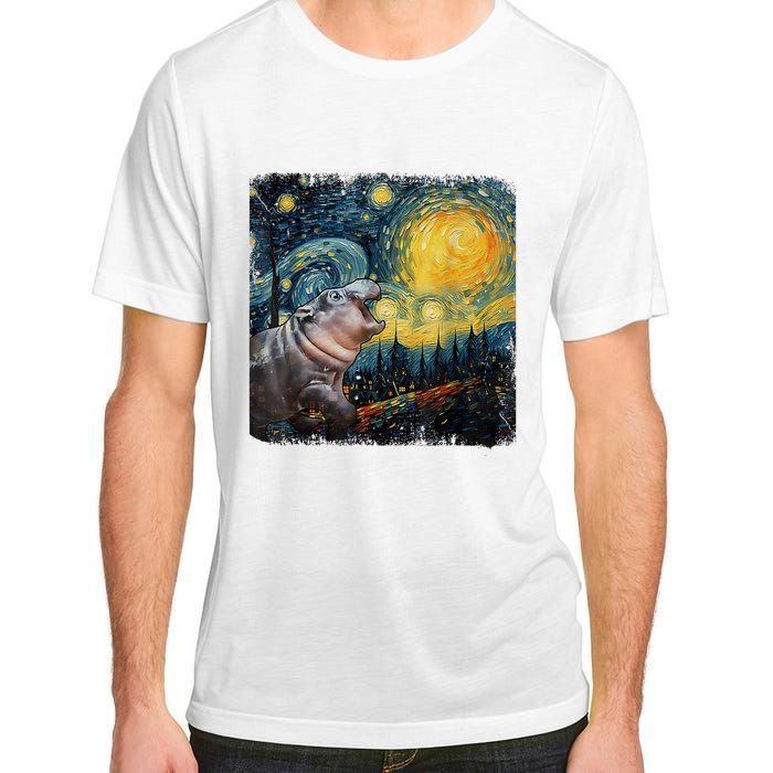 Moodeng Starry Night Van Gogh Funny Moodeng Meme Adult ChromaSoft Performance T-Shirt