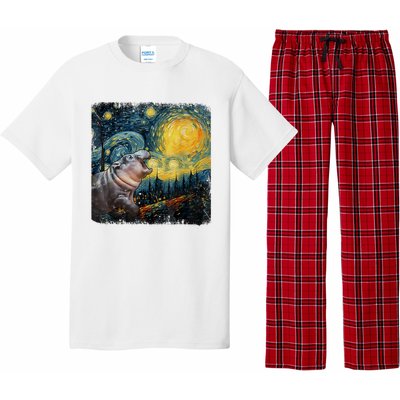 Moodeng Starry Night Van Gogh Funny Moodeng Meme Pajama Set