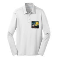 Moodeng Starry Night Van Gogh Funny Moodeng Meme Silk Touch Performance Long Sleeve Polo