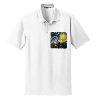 Moodeng Starry Night Van Gogh Funny Moodeng Meme Dry Zone Grid Polo