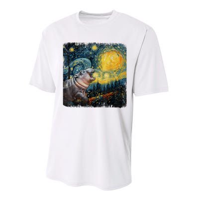 Moodeng Starry Night Van Gogh Funny Moodeng Meme Performance Sprint T-Shirt