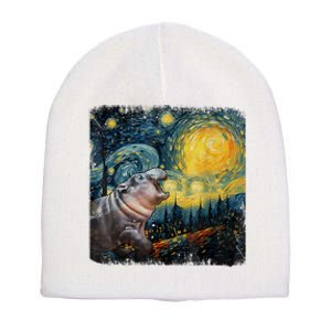 Moodeng Starry Night Van Gogh Funny Moodeng Meme Short Acrylic Beanie