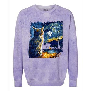 Majestic Starry Night Cat Colorblast Crewneck Sweatshirt