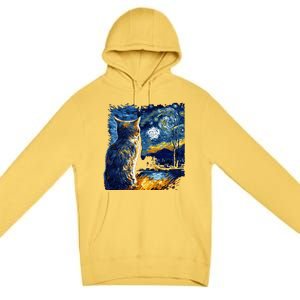 Majestic Starry Night Cat Premium Pullover Hoodie