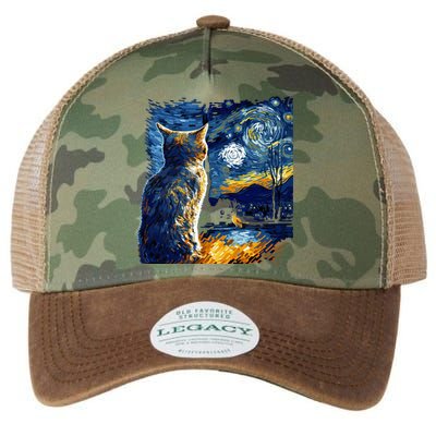 Majestic Starry Night Cat Legacy Tie Dye Trucker Hat