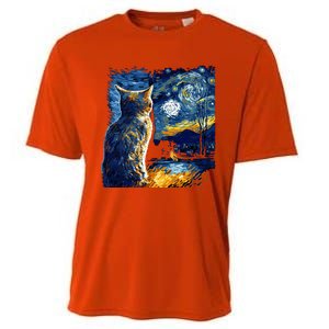 Majestic Starry Night Cat Cooling Performance Crew T-Shirt