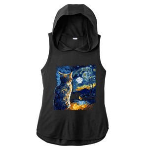 Majestic Starry Night Cat Ladies PosiCharge Tri-Blend Wicking Draft Hoodie Tank