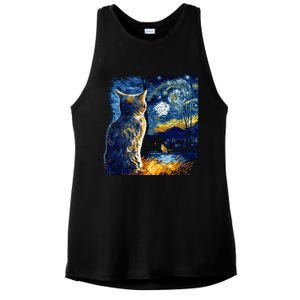 Majestic Starry Night Cat Ladies PosiCharge Tri-Blend Wicking Tank