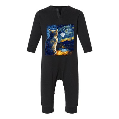 Majestic Starry Night Cat Infant Fleece One Piece