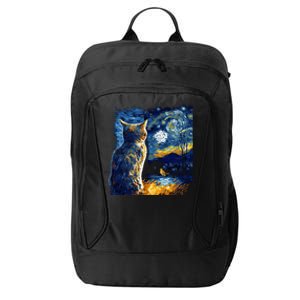 Majestic Starry Night Cat City Backpack