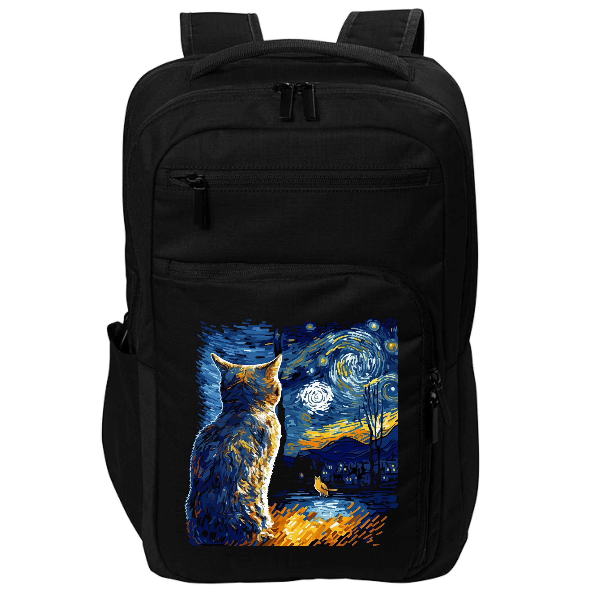 Majestic Starry Night Cat Impact Tech Backpack