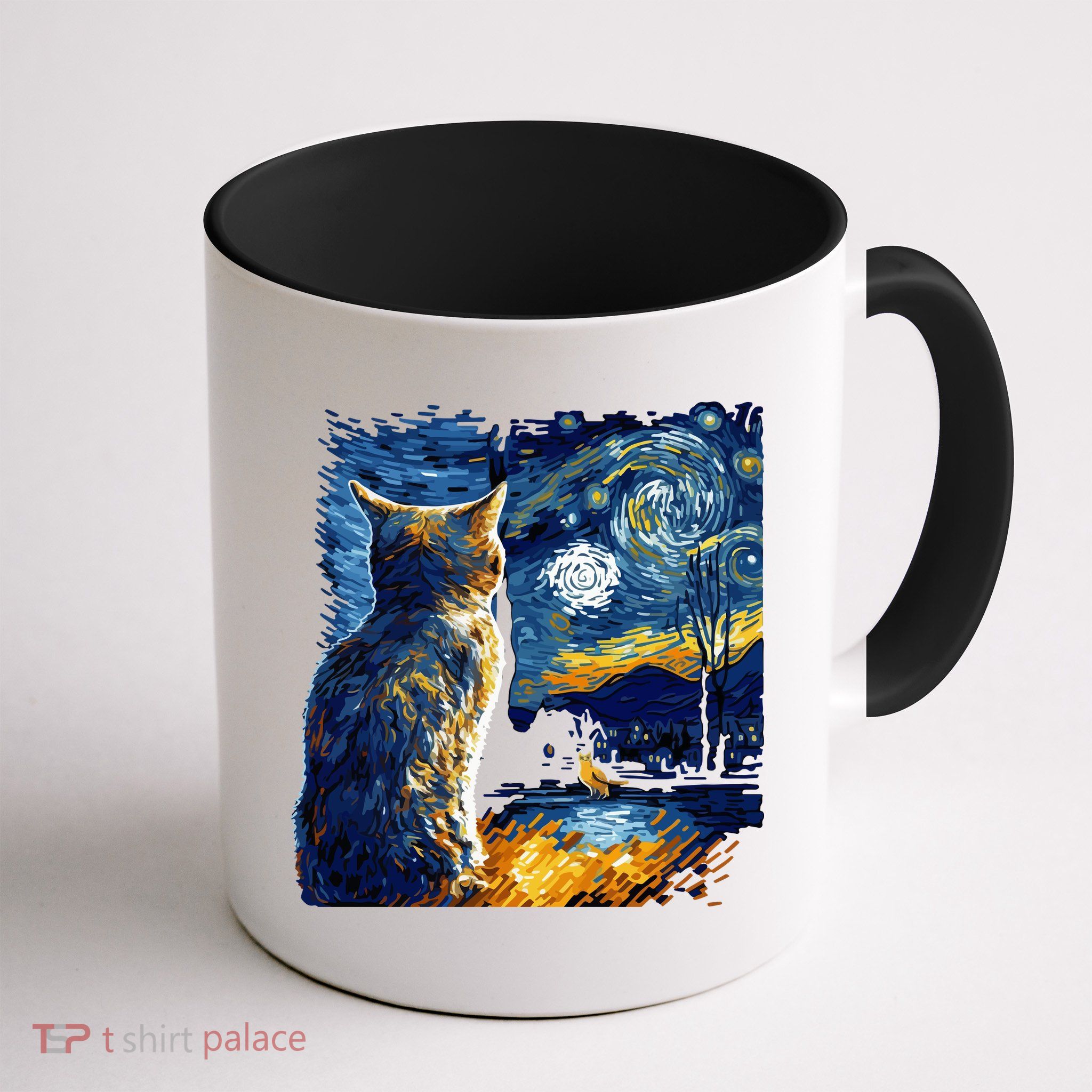 Majestic Starry Night Cat Mug