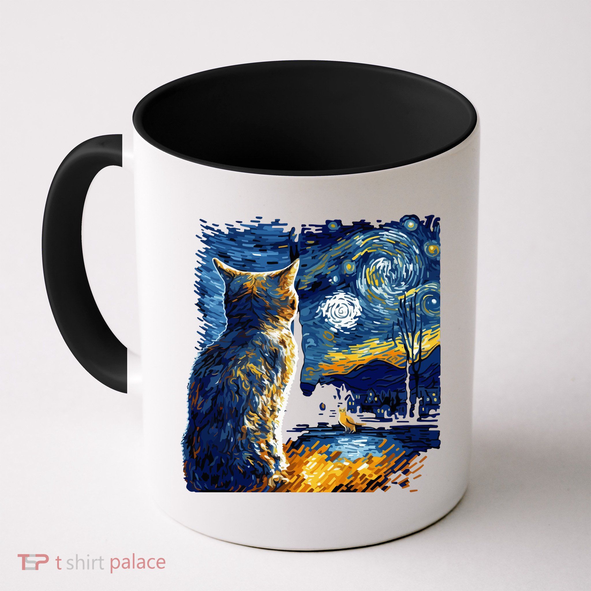 Majestic Starry Night Cat Mug