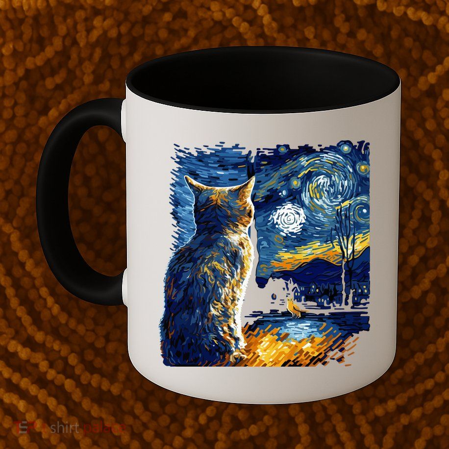 Majestic Starry Night Cat Mug