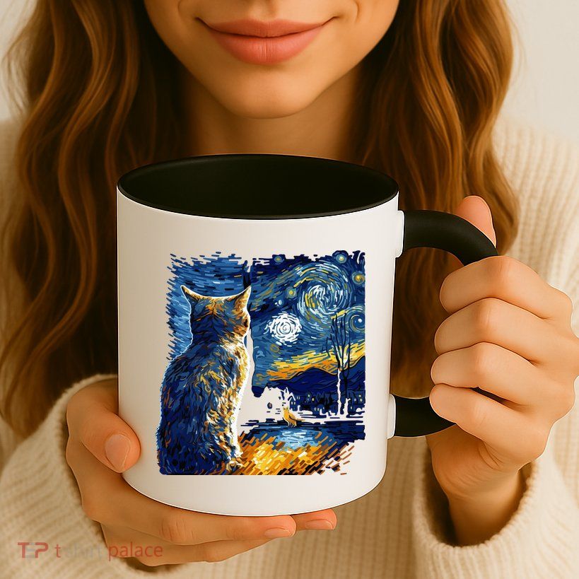 Majestic Starry Night Cat Mug