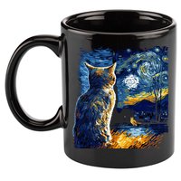 Majestic Starry Night Cat 11oz C Handle Ceramic Mug