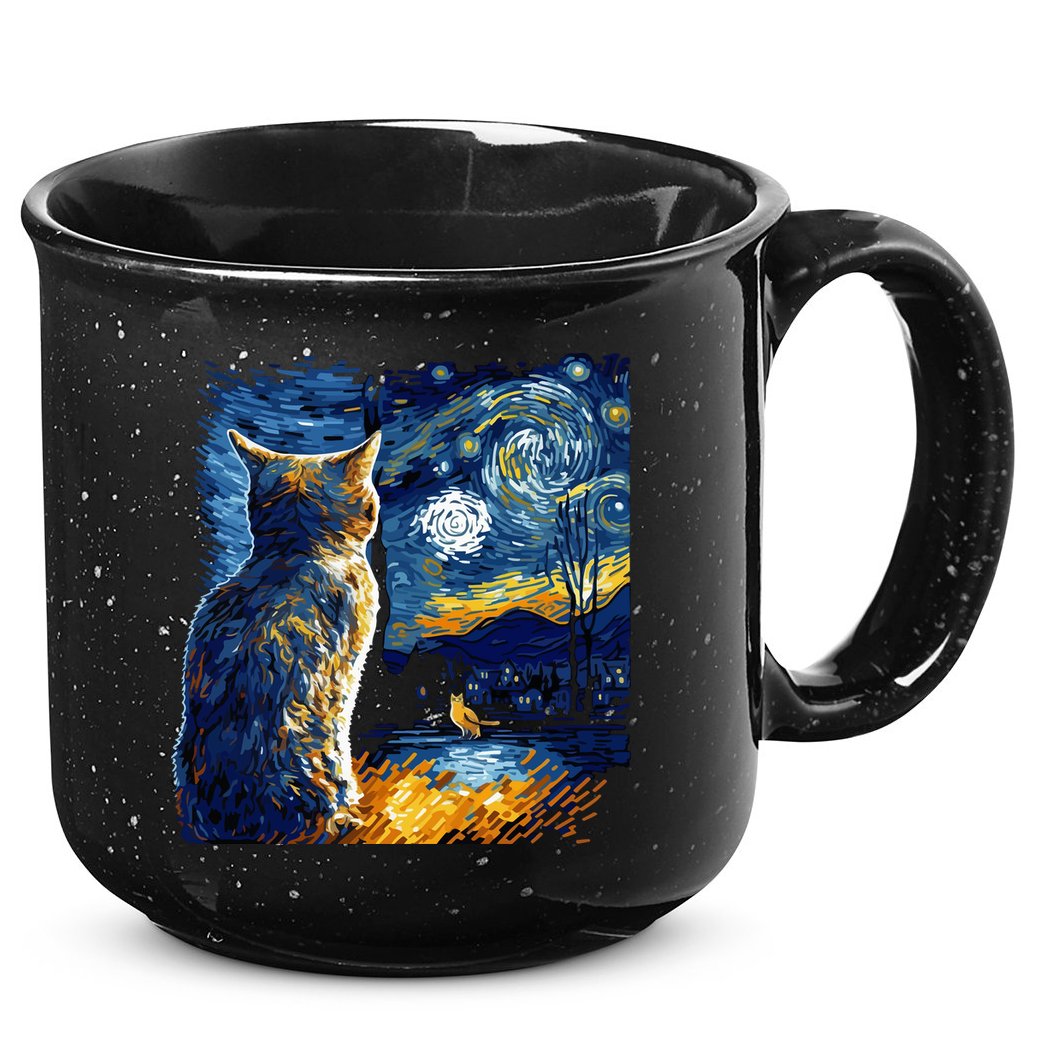 Majestic Starry Night Cat 15oz Campfire Ceramic Mug