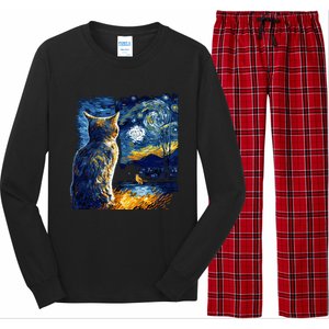 Majestic Starry Night Cat Long Sleeve Pajama Set