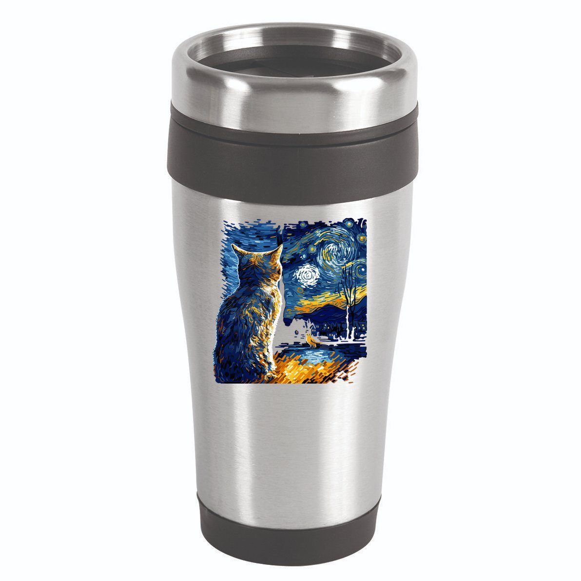 Majestic Starry Night Cat 16oz Travel Tumbler