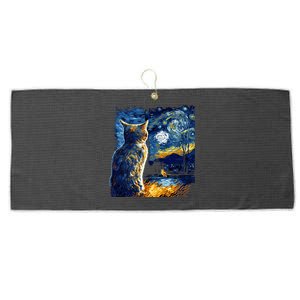 Majestic Starry Night Cat Large Microfiber Waffle Golf Towel