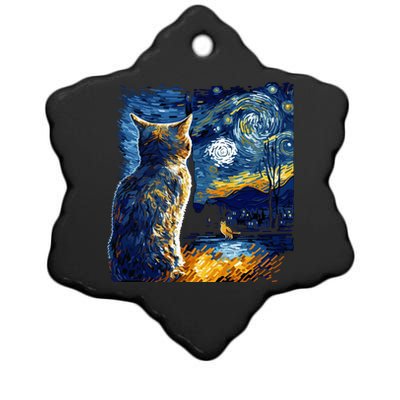 Majestic Starry Night Cat Ceramic Star Ornament