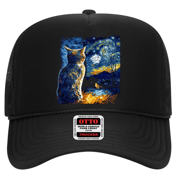 Majestic Starry Night Cat Trucker Hat