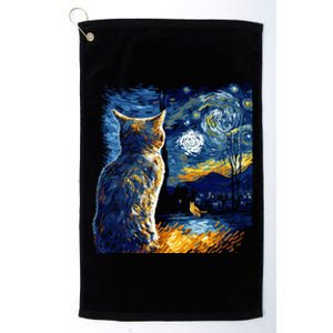 Majestic Starry Night Cat Platinum Collection Golf Towel