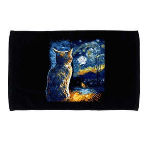 Majestic Starry Night Cat Microfiber Hand Towel