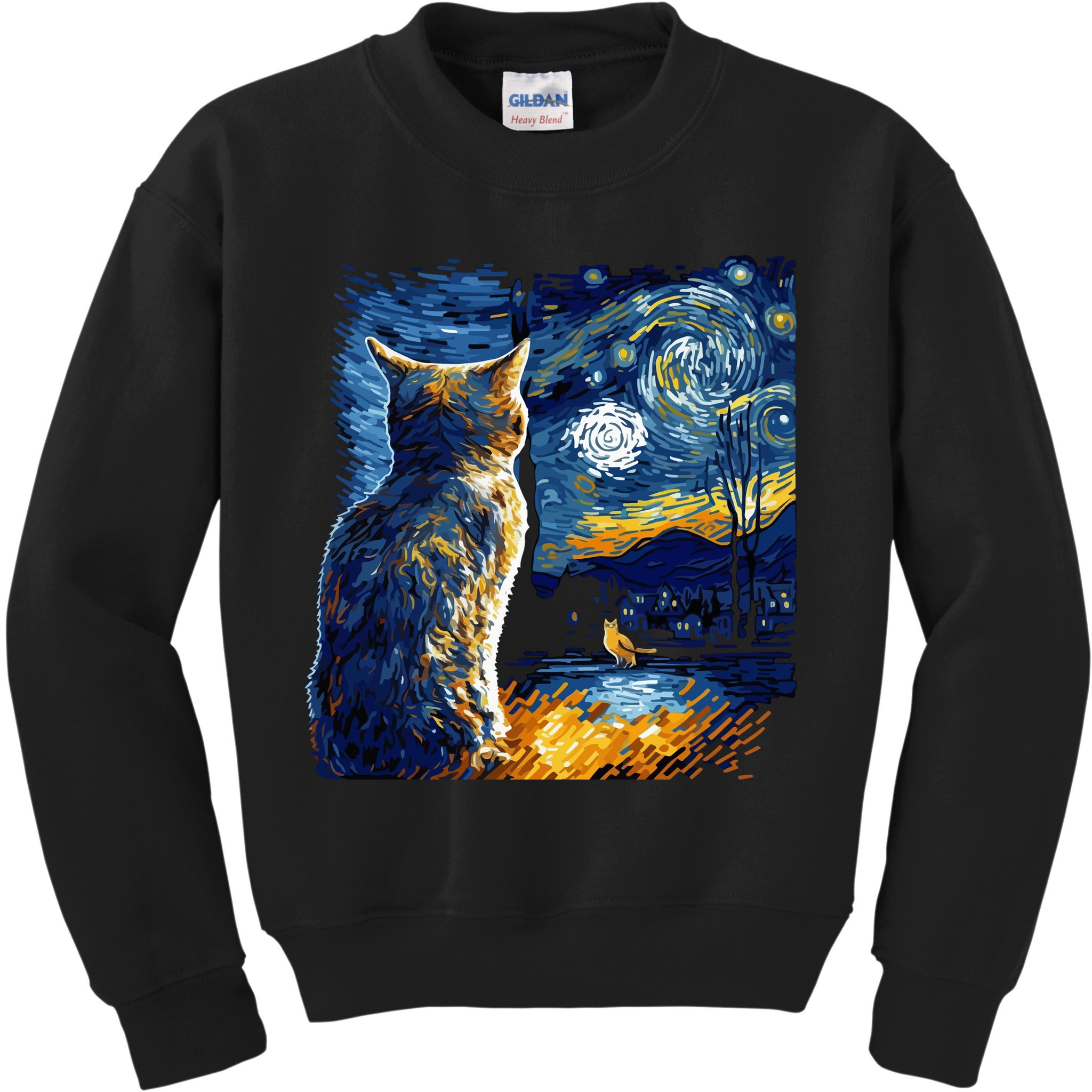 Majestic Starry Night Cat Kids Sweatshirt