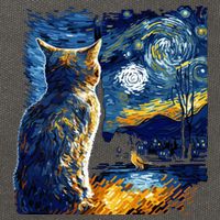 Majestic Starry Night Cat Cotton Canvas Backpack