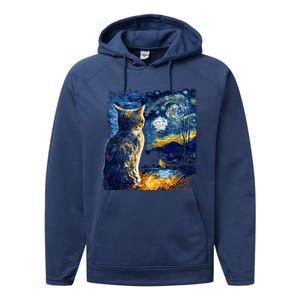 Majestic Starry Night Cat Performance Fleece Hoodie