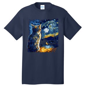 Majestic Starry Night Cat Tall T-Shirt