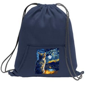 Majestic Starry Night Cat Sweatshirt Cinch Pack Bag