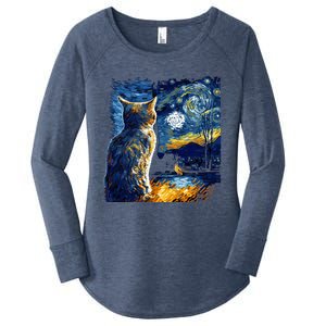 Majestic Starry Night Cat Women's Perfect Tri Tunic Long Sleeve Shirt