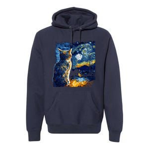 Majestic Starry Night Cat Premium Hoodie