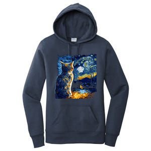 Majestic Starry Night Cat Women's Pullover Hoodie