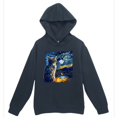 Majestic Starry Night Cat Urban Pullover Hoodie