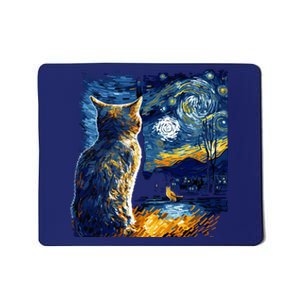 Majestic Starry Night Cat Mousepad