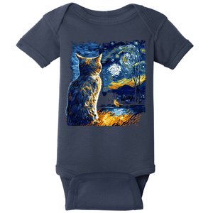 Majestic Starry Night Cat Baby Bodysuit