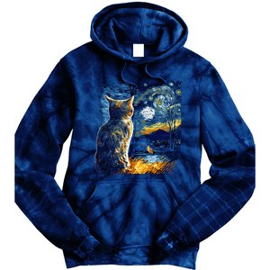 Majestic Starry Night Cat Tie Dye Hoodie