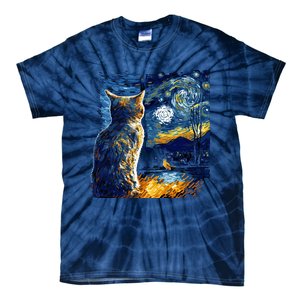 Majestic Starry Night Cat Tie-Dye T-Shirt