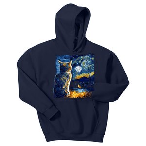 Majestic Starry Night Cat Kids Hoodie