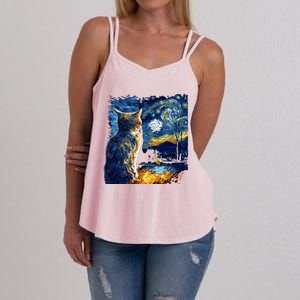 Majestic Starry Night Cat Women's Strappy Tank